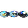 6x9mm Opaque Black Vitrail A/B Czech Firepolished FACETED OVAL Beads