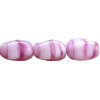 6x9mm Pink Peppermint Swirl Pressed Glass TWISTED OVAL Beads