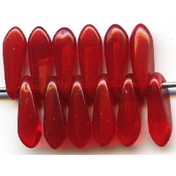 3x9mm Transparent Ruby Red Czech Pressed Glass DAGGER Beads