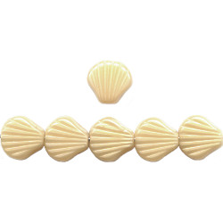 9mm Silk Caramel Pressed Glass Clam / Scallop SHELL Beads