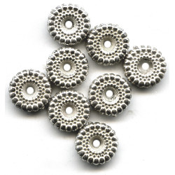 4x10mm Metallic Silver Acrylic Corrugated DISC/SPACER Beads