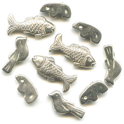 12mm - 17mm Sterling Silver Plated Acrylic ANIMAL Fetish Bead Mix