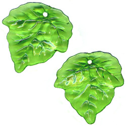 22x25mm Transparent Green Acrylic LEAF Beads