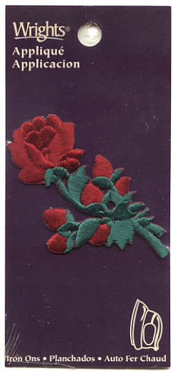 Wrights® (196 6840 001):  1-1/2" x 2-3/4" Iron-On *Red Rose* Applique