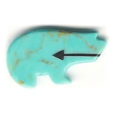 20x32mm Block Turquoise (Simulated) *Heart-Line* ZUNI BEAR Animal Fetish Pendant/Focal Bead