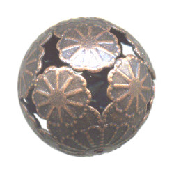 20mm Antiqued Copper Cut-Out Floral ROUND Focal Bead