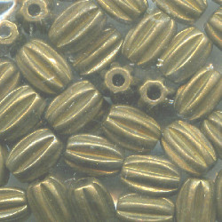 5x7mm Antiqued (Patina) Solid Brass Corrugated OVAL / RICE Beads