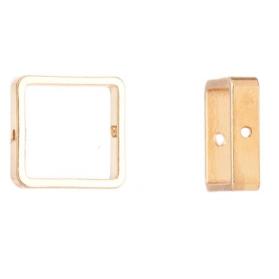 14x14mm SQUARE Brass BEAD FRAMES for12mm Bead: 16k Gold-Finished