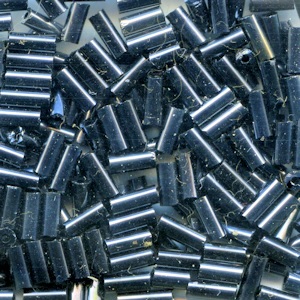 CZECH #2 (2x4.5mm) BUGLE BEADS: Black Luster (Gunmetal / Hematite)