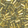 CZECH #2 (2x4mm) *Hex Cut* BUGLE BEADS: Transparent Gold Silver-Lined