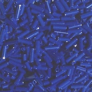 CZECH #3  1/4"  (2x6mm) BUGLE BEADS: Opaque Royal Blue