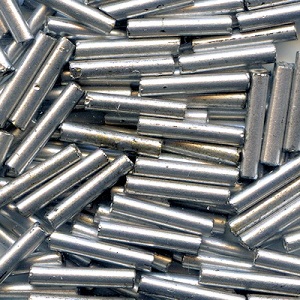 CZECH PRECIOSA® #5 (2x11mm) BUGLE BEADS: Metallic Silver #0170