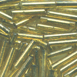 MILL HILL® #G82011 (Japanese) 1.9x9mm BUGLE BEADS: Transparent Victorian Gold Silver-Lined