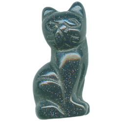 15x22mm Blue Goldstone 3-D CAT Animal Fetish Bead