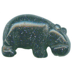14x22mm Blue Goldstone HIPPO Animal Fetish Bead