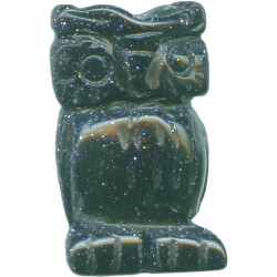 11x20mm Blue Goldstone 3-D OWL Animal Fetish Bead