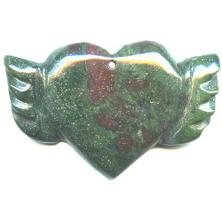 35x50mm African Bloodstone WINGED HEART Pendant/Focal Bead
