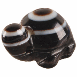 19x28mm Black Banded Sardonyx Agate TURTLE Animal Fetish Bead