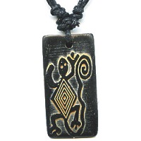17x36mm Embossed Bone PETROGLYPH LIZARD Pendant Necklace/Focal Bead - with Cord