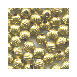 3mm Hollow Brass Fluted ROUND Beads