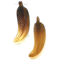 12x36 Translucent Brown Shell FEATHER Pendant/Focal Beads