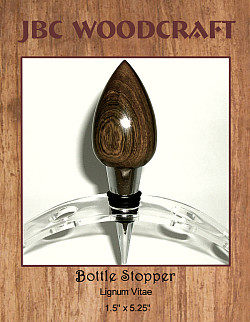 Exotic Lignum Vitae Chrome Finish Wine Bottle Stopper ~  JBC Woodcraft®