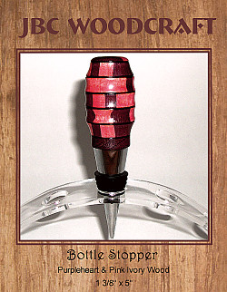Purpleheart & Pink Ivory Wood Chrome Finish Wine Bottle Stopper ~ JBC Woodcraft®