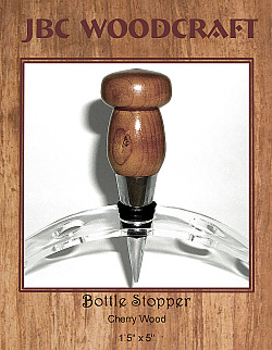 Cherry Wood Chrome Finish Wine Bottle Stopper ~ JBC Woodcraft®