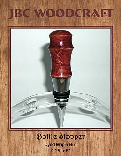 Red-Dyed Maple Burl Chrome Finish Wine Bottle Stopper ~ JBC Woodcraft®