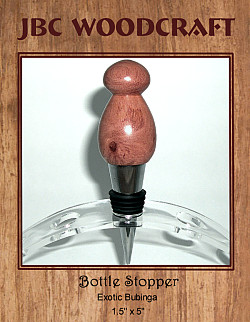 Exotic Bubinga Chrome Finish Wine Bottle Stopper ~ JBC Woodcraft®