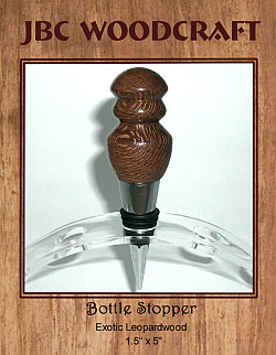 Exotic Leopardwood Chrome Finish Wine Bottle Stopper ~ JBC Woodcraft®