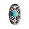1" Antiqued Silvertone Metal & Faux Turquoise (Loop-Back) Oval *Izmire* CONCHO BUTTON CLOSURES