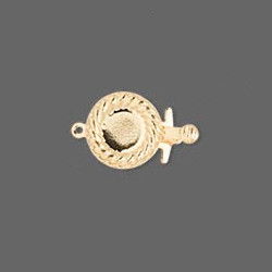 13mm dia. Gold Plated Brass Roped Edge Round BOX CLASP