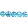8mm Transparent Turquoise Vitrail A/B Pressed Glass (Firepolished) FACETED ROUND Beads