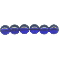 7mm Transparent Cobalt Blue Pressed Glass SMOOTH ROUND Beads