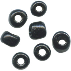 7mm to 8mm Opaque Black *Old Style* French Glass CROW Beads