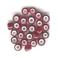 4-5mm Cranberry Red French Glass *WHITE HEART* Beads