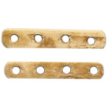 6x32mm Antiqued (Tea Stained) Bone 4-Hole SPACER BAR Components - Drilled Front to Back, Narrow Side