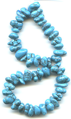 8" Strand Blue Matrix Chalk Turquoise CHIP/NUGGET Beads