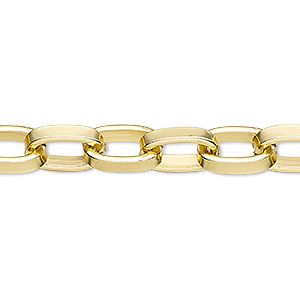 30" Goldtone 3x4mm Oval Flat ROLO CHAIN, Continuous Link (No Clasp)