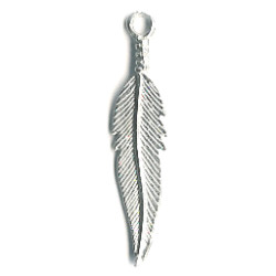 8x40mm (1-1/2") Silvertone Cast Pewter X-Large Feather Charms