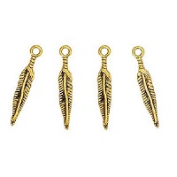 5x30mm (1/4" x 1-1/4") Goldtone Metal Double-Sided FEATHER CHARMS