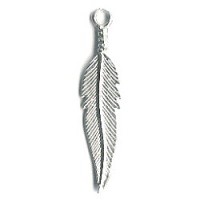 6x30mm (1-1/4") Silvertone Cast Pewter Large Feather Charms