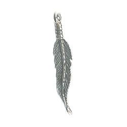 7x35mm (1-3/8") Antiqued Silvertone Pewter Feather Charm