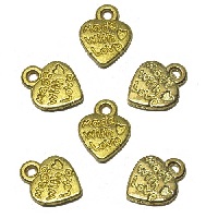 10x13mm "MADE WITH LOVE* Goldtone Cast Pewter Jewelry Tag  / Heart Charms