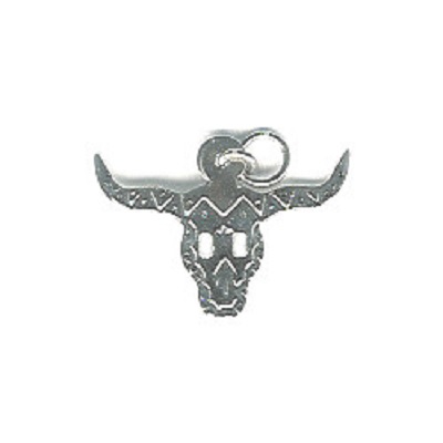 3/4" x 1" Silvertone Stamped Metal Western Longhorn / Steer Charm