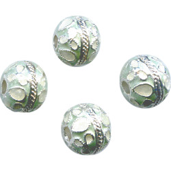 10mm Pale Green & Silver Cloisonne ROUND Beads