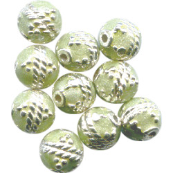 6mm Light Green & Silver Cloisonne ROUND Beads