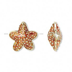 17mm Gold & Copper Cloisonne STARFISH Beads