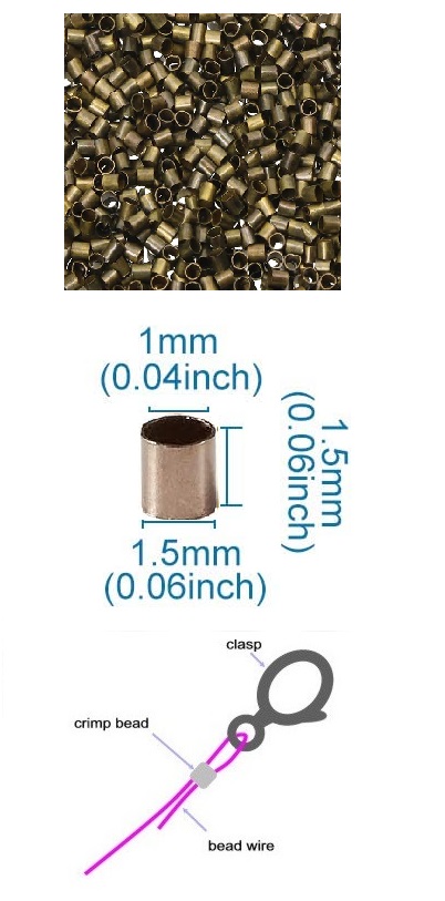 1.5mm Electroplated Brass CRIMP TUBES #1 (1mm Opening) - Antiqued Bronze